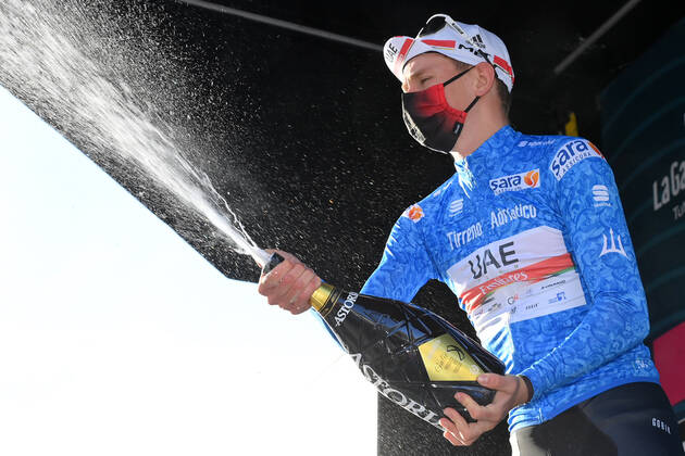 Photo Gian Mattia D Alberto - LaPresse March, 13 2021 Terni (Italy) Cycling Tirreno-Adriatico Eolo 2021 Stage 4 Terni - Prati di Tivo 148 km In the pic: POGACAR Tadej (SLO)(UAE TEAM EMIRATES);  Copyright: xGianxMattiaxD Albertox-xLaPressex