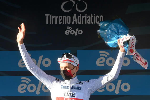 Photo Gian Mattia D Alberto - LaPresse March, 13 2021 Terni (Italy) Cycling Tirreno-Adriatico Eolo 2021 Stage 4 Terni - Prati di Tivo 148 km In the pic: POGACAR Tadej (SLO)(UAE TEAM EMIRATES);  Copyright: xGianxMattiaxD Albertox-xLaPressex