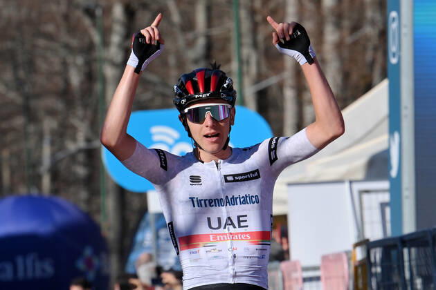 Photo Gian Mattia D Alberto - LaPresse March, 13 2021 Prati di Tivo (Italy) Cycling Tirreno-Adriatico Eolo 2021 Stage 4 Terni - Prati di Tivo 148 km In the pic: Tadej PogaÄar (UAE-Team Emirates), stage winner  Copyright: xGianxMattiaxD Albertox-xLaPressex