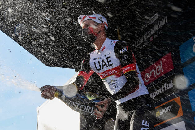 Photo Gian Mattia D Alberto - LaPresse March, 13 2021 Prati di Tivo (Italy) Cycling Tirreno-Adriatico Eolo 2021 Stage 4 Terni - Prati di Tivo 148 km In the pic: Tadej PogaÄar (UAE-Team Emirates), stage winner  Copyright: xGianxMattiaxD Albertox-xLaPressex
