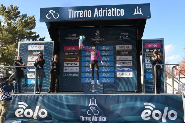 Photo Gian Mattia D Alberto - LaPresse March, 13 2021 Terni (Italy) Cycling Tirreno-Adriatico Eolo 2021 Stage 4 Terni - Prati di Tivo 148 km In the pic: the race  Copyright: xGianxMattiaxD Albertox-xLaPressex