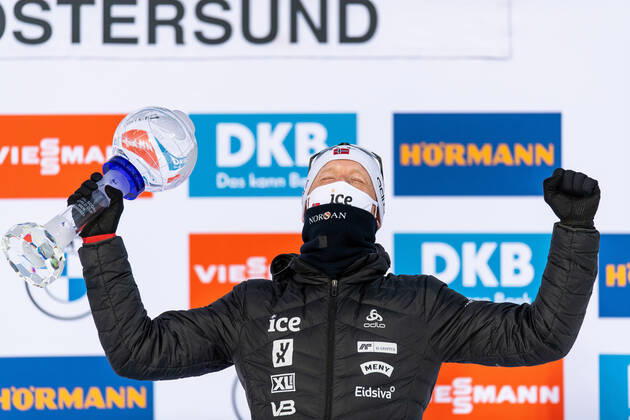 210321 competes in Men s 15 km Mass Start during the IBU Biathlon World Cup on March 21, 2021 in Östersund. Photo: Joel Marklund BILDBYRAN kod JM JM0089 bbeng, skidskytte, biathlon, skiskyting, världscupen, ibu world Copyright: JOELxMARKLUND BB210321JM198