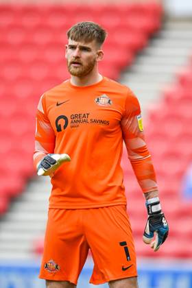 Sunderland v Northampton Town EFL Sky Bet League 1 09 05 2021. Lee Burge ( 1) of Sunderland AFC during the EFL Sky Bet League 1 match between Sunderland AFC and Northampton Town at the Stadium Of Light, Sunderland, England on 9 May 2021. Editorial use only DataCo restrictions apply See www.football-dataco.com , Copyright: xMalcolmxMackenziex PSI-12732-0056