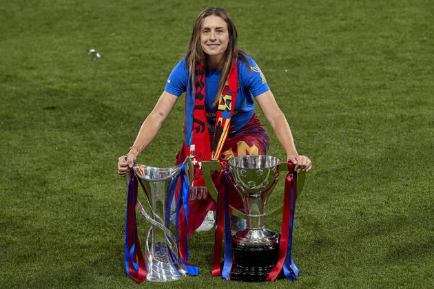 May 19, 2021, Barcelona, Spain: Alexia Putellas of FC Barcelona, Barca celebrate the Champions league and the Primera Iberdrola tittles after the Primera Iberdrola match between FC Barcelona and Athletic Club at Johan Cruyff Stadium in Barcelona, Spain. Barcelona Spain - ZUMAd159 0118493073st Copyright: xDavidxRamirezx