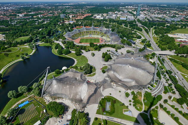 MUNICH, GERMANY - JUNE 16, 2021: The Munich Olympic park and Olympic stadium. Copyright: xVitaliixKliuievx