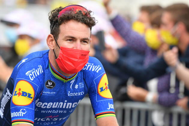British Mark Cavendish of Deceuninck - Quick-Step pictured during the presentation of the teams participating in the 108th edition of the Tour de France cycling race, in Brest, France, Thursday 24 June 2021. This year s Tour de France is taking place from 26 June to 18 July 2021. DAVIDxSTOCKMAN  x3018045x