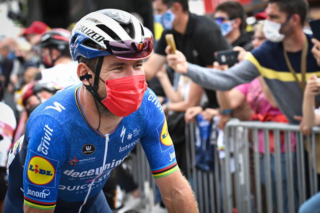 British Mark Cavendish of Deceuninck - Quick-Step pictured at the start of the third stage of the 108th edition of the Tour de France cycling race, 182,9km from Lorient to Pontivy, France, Monday 28 June 2021. This year s Tour de France takes place from 26 June to 18 July 2021. PETExGODING  x3021556x