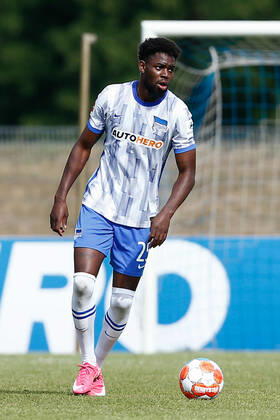 07.07.2021, xtgx, Fussball Testspiel, MSV Neuruppin - Hertha BSC Berlin emspor, v.l. Jordan Torunarigha (Hertha, 25) Freisteller, Einzelbild, Ganzkoerper, single frame (DFL DFB REGULATIONS PROHIBIT ANY USE OF PHOTOGRAPHS as IMAGE SEQUENCES and or QUASI-VIDEO) Neuruppin