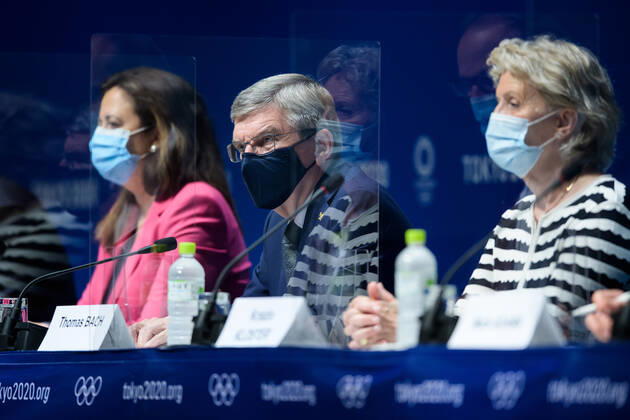 210721 Thomas Bach, president of the International Olympic Committee (IOC), at a press conference, PK, Pressekonferenz during the 138th IOC Session announcing Brisbane as the host of the 2032 Olympic and Paralympic Games, ahead of the Tokyo 2020 Olympic Games, Olympische Spiele, Olympia, OS on July 21, 2021 in Tokyo. Photo: Joel Marklund BILDBYRAN kod JM JM0163 bbeng olympic games olympics os ol olympiska spel olympiske leker tokyo2020 tokyo 2020 tokyo-os tokyo-ol presskonferens IOC Brisbane International Olympic Committee IOK Copyright: JOELxMARKLUND BB210721JM033