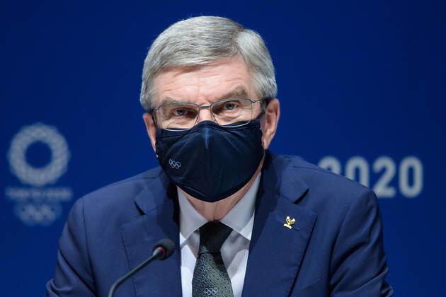 210721 Thomas Bach, president of the International Olympic Committee (IOC), at a press conference, PK, Pressekonferenz during the 138th IOC Session announcing Brisbane as the host of the 2032 Olympic and Paralympic Games, ahead of the Tokyo 2020 Olympic Games, Olympische Spiele, Olympia, OS on July 21, 2021 in Tokyo. Photo: Joel Marklund BILDBYRAN kod JM JM0163 bbeng olympic games olympics os ol olympiska spel olympiske leker tokyo2020 tokyo 2020 tokyo-os tokyo-ol presskonferens IOC Brisbane International Olympic Committee IOK Copyright: JOELxMARKLUND BB210721JM041