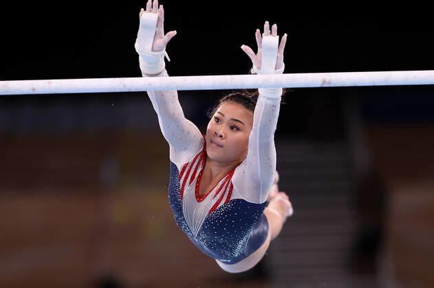 (210729) -- TOKYO, July 29, 2021 -- Sunisa Lee of the United States competes in the uneven bars competition of the artistic gymnastics women s all-around final at the Tokyo 2020 Olympic Games, Olympische Spiele, Olympia, OS in Tokyo, Japan, July 29, 2021. ) (TOKYO2020)JAPAN-TOKYO-OLY-ARTISTIC GYMNASTICS-WOMEN S ALL-AROUND CaoxCan