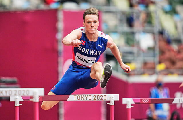Athletics - Olympics : Day 7 Karsten Warholm from Norway during 400 meter hurdles for men at the Tokyo Olympics, Tokyo Olympic stadium, Tokyo, Japan on July 30, 2021. Tokyo Japan pedersen-atletics210730_npnJ8  Copyright: xUlrikxPedersenx