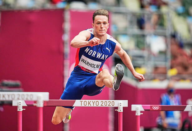Athletics - Olympics : Day 7 Karsten Warholm from Norway during 400 meter hurdles for men at the Tokyo Olympics, Tokyo Olympic stadium, Tokyo, Japan on July 30, 2021. Tokyo Japan pedersen-atletics210730_npRKf  Copyright: xUlrikxPedersenx