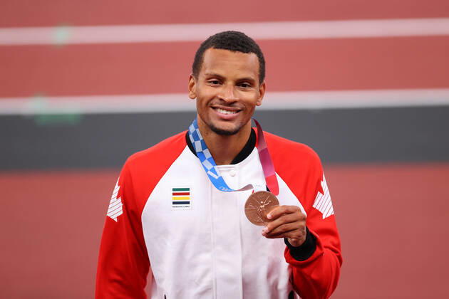 de GRASSE Andre Bronze medal (CAN), AUGUST 2, 2021 - Athletics : Men s 100m medal ceremony during the Tokyo 2020 Olympic Games, Olympische Spiele, Olympia, OS at the National Stadium in Tokyo, Japan. Noxthirdxpartyxsales  (166202251)