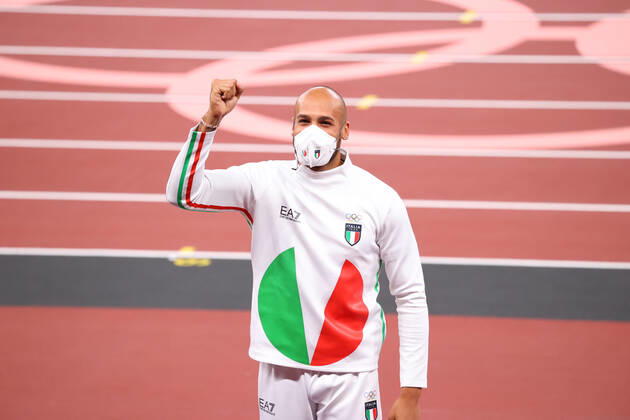JACOBS Lamont Marcell Gold medal (ITA), AUGUST 2, 2021 - Athletics : Men s 100m medal ceremony during the Tokyo 2020 Olympic Games, Olympische Spiele, Olympia, OS at the National Stadium in Tokyo, Japan. Noxthirdxpartyxsales  (166202277)
