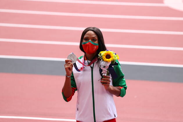 MAMONA Patricia (POR), SILVER Medal AUGUST 2, 2021 - Athletics : Women s Triple Jump Victory Celebration during the Tokyo 2020 Olympic Games, Olympische Spiele, Olympia, OS at the Olympic Stadium in Tokyo, Japan. Noxthirdxpartyxsales  (166204260)