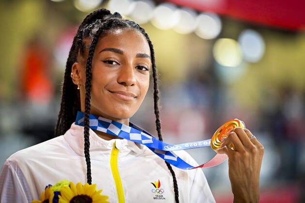 Bilder des Jahres 2021, Sport 08. August Sport Themen der Woche KW31 Sport Bilder des Tages Tokio 2020 im Jahr 2021, Rückblick: Olympische Highlights Nafissatou Thiam (Bel) Medaille d or - Heptathlon feminin ATHLETISME : Jeux Olympiques - Tokyo 2020 - 06 08 2021 JBAutissier Panoramic 