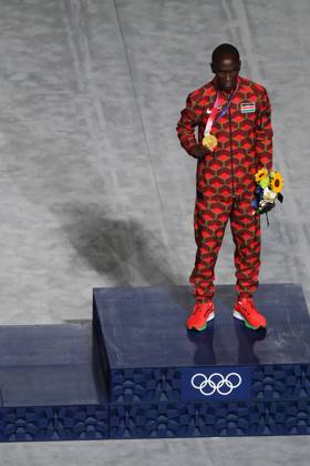 Photo Gian Mattia D Alberto LaPresse August 08, 2021 Tokyo Tokyo 2020 Olympic Games, Olympische Spiele, Olympia, OS Closing ceremony In the pic: the ceremony, men s marathon podium  Copyright: xGianxMattiaxD Alberto LaPressex