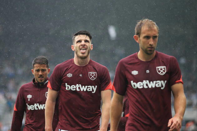 Football - Premier League - Newcastle United v West Ham United 15th August 2021 - Premier League - Newcastle United v West Ham United - Declan Rice of West Ham United - Photo: Simon Stacpoole Offside. Newcastle-upon-Tyne UK Copyright: xSimonxStacpoolexOffside