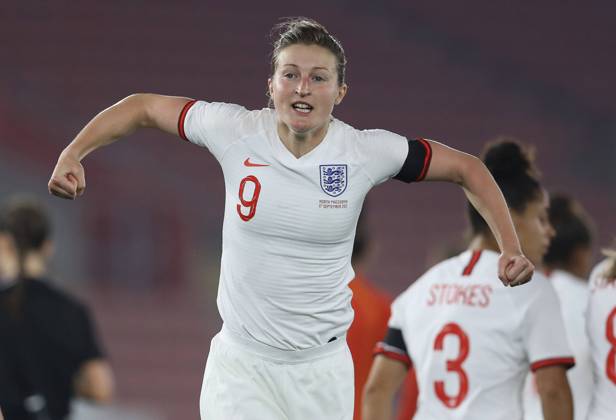 Southampton, England, 17th September 2021. Ellen White of England celebrates after she scores to make it 4-0 during the FIFA 2023 Women s World Cup Qualifying match at St Mary s Stadium, Southampton. Picture credit should read: Paul Terry Sportimage EDITORIAL USE ONLY. No use with unauthorised audio, video, data, fixture lists, club league logos or live services. Online in-match use limited to 120 images, no video emulation. No use in betting, games or single club league player publications. SPI-1202-0023