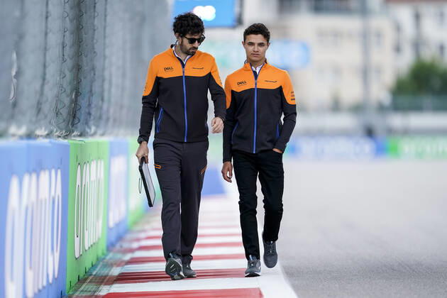 September 23, 2021, Sochi, Russia: LANDO NORRIS of Great Britain and McLaren F1 Team is seen during preparations of the 2021 FIA Formula 1 Russian Grand Prix at Sochi Autodrom in Sochi, Russia. Sochi Russia - ZUMAg147 20210923_zap_g147_008 Copyright: xJamesxGasperottix