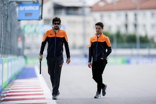 September 23, 2021, Sochi, Russia: LANDO NORRIS of Great Britain and McLaren F1 Team is seen during preparations of the 2021 FIA Formula 1 Russian Grand Prix at Sochi Autodrom in Sochi, Russia. Sochi Russia - ZUMAg147 20210923_zap_g147_010 Copyright: xJamesxGasperottix