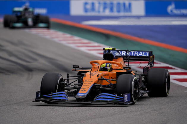 September 26, 2021, Sochi, Russia: LANDO NORRIS of Great Britain and McLaren F1 Team drives during the 2021 FIA Formula 1 Russian Grand Prix at Sochi Autodrom in Sochi, Russia. Sochi Russia - ZUMAg147 20210926_zap_g147_067 Copyright: xJamesxGasperottix