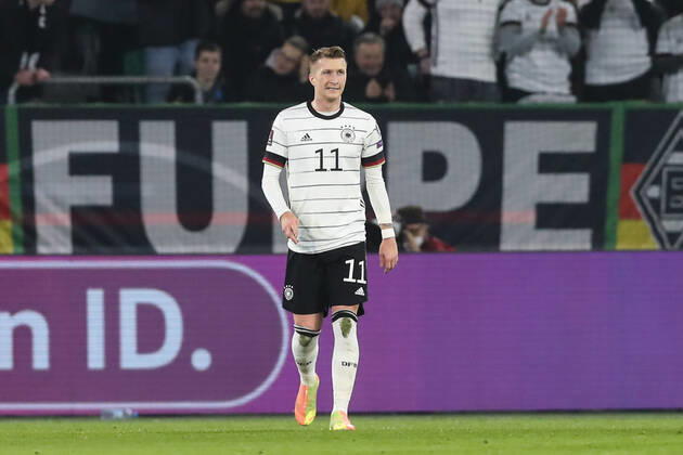 Marco Reus (Deutschland) - WM-Qualifikation Deutschland vs. Lichtenstein in der Volkswagen Arena in Wolfsburg - Freisteller,Aktion,Fußball,Mann,Männer,Deutschland,11.11.2021