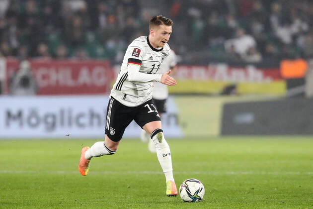 Marco Reus (Deutschland) - WM-Qualifikation Deutschland vs. Lichtenstein in der Volkswagen Arena in Wolfsburg - Freisteller,Aktion,Fußball,Mann,Männer,Deutschland,11.11.2021