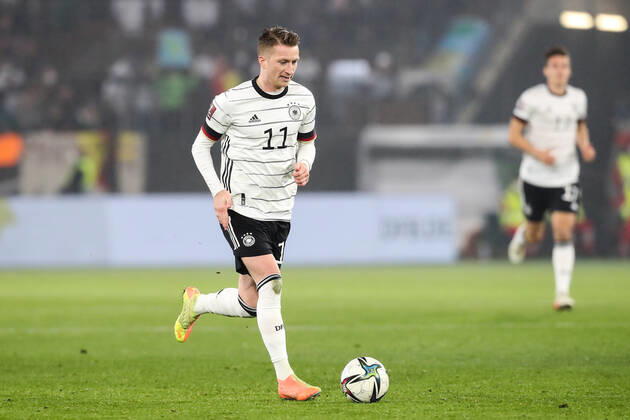 Marco Reus (Deutschland) - WM-Qualifikation Deutschland vs. Lichtenstein in der Volkswagen Arena in Wolfsburg - Aktion,Fußball,Mann,Männer,Deutschland,11.11.2021