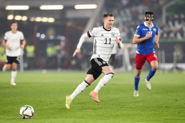 Marco Reus (Deutschland) - WM-Qualifikation Deutschland vs. Lichtenstein in der Volkswagen Arena in Wolfsburg - Aktion,Fußball,Mann,Männer,Deutschland,11.11.2021