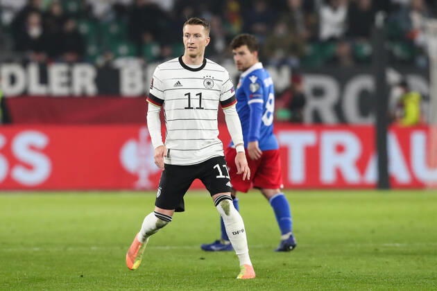 Marco Reus (Deutschland) - WM-Qualifikation Deutschland vs. Lichtenstein in der Volkswagen Arena in Wolfsburg - Aktion,Fußball,Mann,Männer,Deutschland,11.11.2021