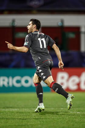 Joie des joueurs de l AS Monaco apres le but de Kevin Volland (AS Monaco) FOOTBALL : 16e finale de la Coupe de France - Quevilly-Rouen vs AS Monaco - 02 01 2022 AurelienMorissard Panoramic
