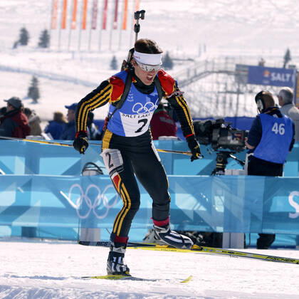 DISL Uschi Team GER 2.Platz Biathlon Frauen Sprint 7,5 km Olympische Winterspiele 2002 Salt Lake City USA am 13. 02.2002 in Salt Lake City