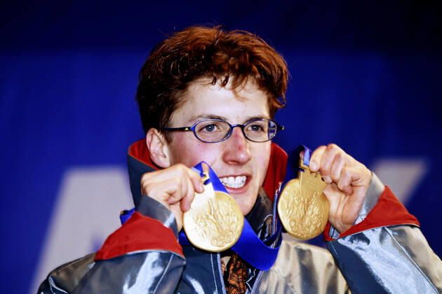 AMMANN Simon Team SUI 1.Platz Olympiasieger Skispringen K 120 bei der Siegerehrung Olympische Winterspiele 2002 Salt Lake City USA am 13. 02. 2002 in Salt Lake City