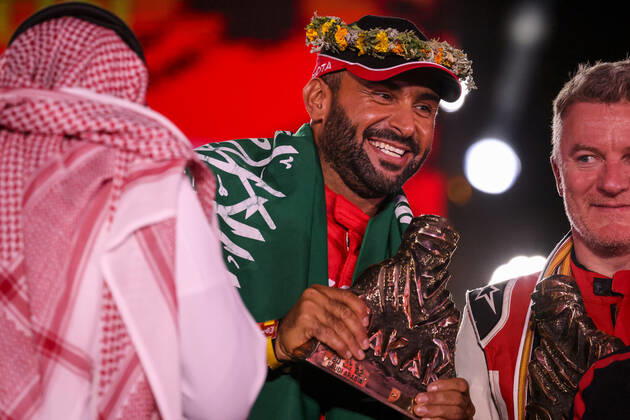 Al Rajhi Yazeed (sau), Overdrive Toyota, Toyota Hilux Overdrive, Auto FIA T1 T2, W2RC, portrait during the Podium Finish of the Dakar Rally 2022, on January 14th 2022 in Jeddah, Saudi Arabia - AUTO - DAKAR 2022 - PODIUM FINISH DPPI Panoramic  20220114_FGOO1664
