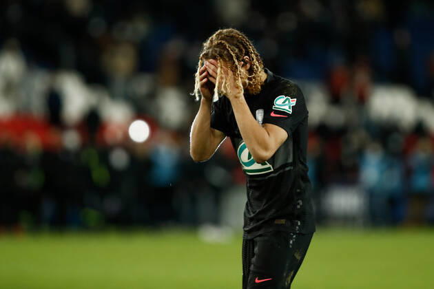 Xavi Simons (Paris Saint Germain) rate son tir au but FOOTBALL : 8e finale de la Coupe de France - PSG vs OGC Nice - 31 01 2022 AurelienMorissard Panoramic