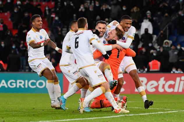OGC Nice defeats Paris Saint Germain in a penalty shootout at the Parc des Princes in the 8th round of the French Cup on January 31, 2022. JulienxMattiax xLexPictorium LePictorium_0258815