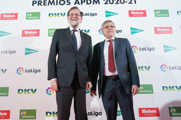 January 31, 2022, Madrid, Spain: Mariano Rajoy and Jose Damian Gonzalez are seen during the celebration of the VI Gala of the Sports Journalists in Madrid..The mayor of Madrid, Jose Luis Martinez-Almeida, was one of the award winners of the Madrid Sports Press Association (APDM), which presented its annual awards at the gala. The awards are intended to recognize the contribution made in favor of during 2021 by all the agents involved in this activity: athletes, companies, entities, clubs and journalists. Madrid Spain - ZUMAs197 0149512250st Copyright: xAtilanoxGarciax