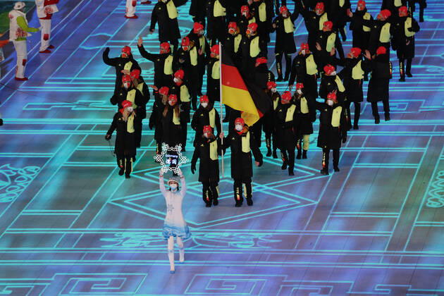 (220205) -- BEIJING, Feb. 5, 2022 -- The Olympic delegation of Germany parade into the National Stadium during the opening ceremony of the Beijing 2022 Olympic Winter games, Winterspiele,Spiele, Summer games in Beijing, capital of China, Feb. 4, 2022. ) (BEIJING2022)CHINA-BEIJING-OLYMPIC WINTER GAMES-OPENING CEREMONY (CN) XuxZijian 