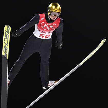 GEIGER Karl Team GER Ski Springen der Maenner Normalschanze am Sonntag den 06.02.2022 Ski jumping, Skispringen, Ski, nordisch Center in Zhangjiakon Olympische Winterspiele 2022 in Peking China