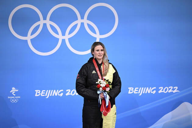 GEISENBERGER Natalie Team GER Olympiasiegerin Rodeln der Frauen Siegerehrung am Dienstag den 08.02.2022 in Yanqing Olympische Winterspiele 2022 in Peking China