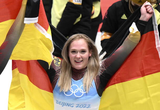 BERREITER Anna Team GER Rodeln der Frauen 2.Platz am Dienstag den 08.02.2022 in Yanqing Olympische Winterspiele 2022 in Peking China