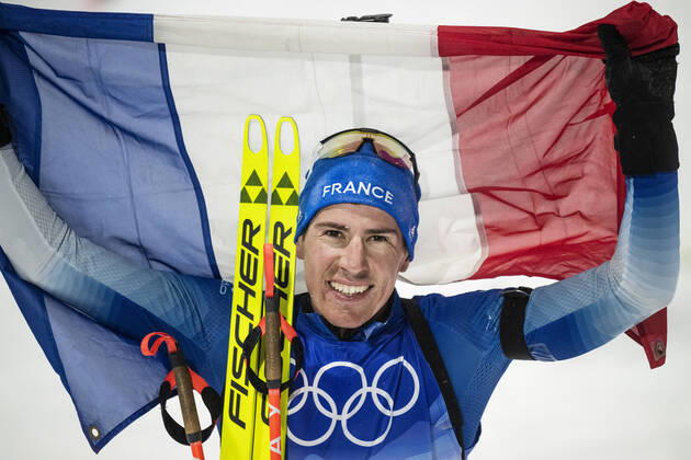 Bilder des Jahres 2022, Sport 02 Februar Sport Themen der Woche KW06 Sport Bilder des Tages 220213 Quentin Fillon Maillet of France celebrates after competing in men s biathlon 12,5 km pursuit during day 9 of the 2022 Winter Olympics on February 13, 2022 in Zhangjiakou. Photo: Joel Marklund BILDBYRAN kod JM JM0282 bbeng skidskytte biathlon skiskyting Olympic Games, Olympische Spiele, Olympia, OS olympics winter olympics os ol olympiska spel vinter-os olympiske leker peking peking 2022 beijing 2022 beijing 2022 olympic games beijing 2022 winter olympic games peking-os beijing-ol vinter-ol jaktstart jubel Copyright: JOELxMARKLUND BB220213JM115