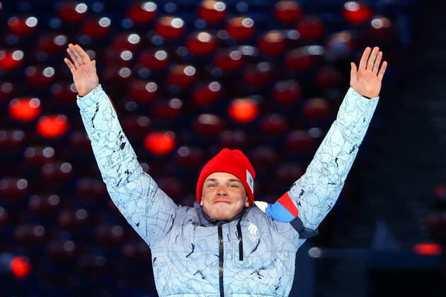 BEIJING, CHINA â€“ FEBRUARY 20, 2022: Silver medallist Ivan Yakimushkin of Team ROC poses at a victory ceremony for the men s 30km cross-country skiing mass start race at the closing ceremony of the Beijing 2022 Winter Olympic Games, Olympische Spiele, Olympia, OS at the National Stadium (also known as the Bird s Nest). The men s 50km cross-country skiing mass start race has been shortened to 30km due to weather conditions. Valery Sharifulin TASS  TS124978