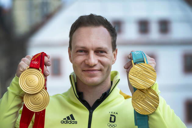 22.02.22, Francesco Friedrich, Bob Pilot, mehrfacher Olympiasieger, in seiner Heimatstadt Pirna, 2 x Gold Olympische Winterspiele 2018 in Pyeongchang, 2 x Gold Olympische Winterspiele 2022 in Peking, c