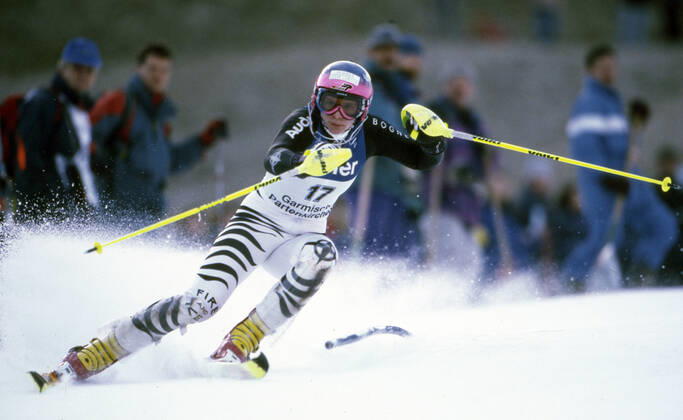Katja SEIZINGER, GER, Skifahrerin, Aktion Slalom 14.01.1996, Garmisch Partenkirchen, Â