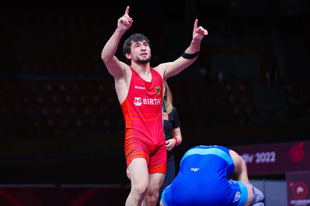 Bilder des Jahres 2022, Sport 03 März Sport Themen der Woche KW10 Wrestling U23 European Championships 2022 72kg GR - Idris Hanpasaevic IBAEV (GER) df. Haavard JOERGENSEN (NOR) Plovdiv Kolodrum Plovdiv Bulgaria