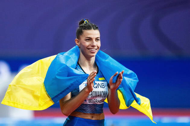 Bilder des Jahres 2022, Sport 03 März Sport Themen der Woche KW11 220320 Maryna Bekh-Romanchuk of Ukraine celebrate after women?s triple jump final during day three of the World Athletics Indoor Championships on March 20, 2022 in Belgrade. Photo: Mathias Bergeld BILDBYRAN kod MB MB0361 bbeng friidrott athletics friidrett iaaf iaaf world indoor championships World Athletics Indoor Championships vm friidrotts-vm friidrotts-vm 2022 friidretts-vm friidretts-vm 2022 innendors innendors-vm inomhus inomhus-vm ivm day 3 jubel Copyright: MATHIASxBERGELD BB220320MB026