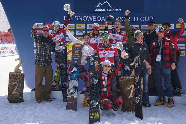 Berchtesgaden, Deutschland 20. März 2022: FIS Snowboard Weltcup Finale - 2021 2022 - Parallel Slalom - Berchtesgaden - 20.03.2022 Sieger Nationencup Österreich Oesterreich Bischofswiesen Götschen Bayern Copyright: xFotostandx xWassmuthx
